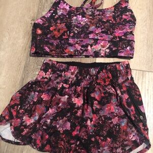 Floral Sports Bra and Shorts Set